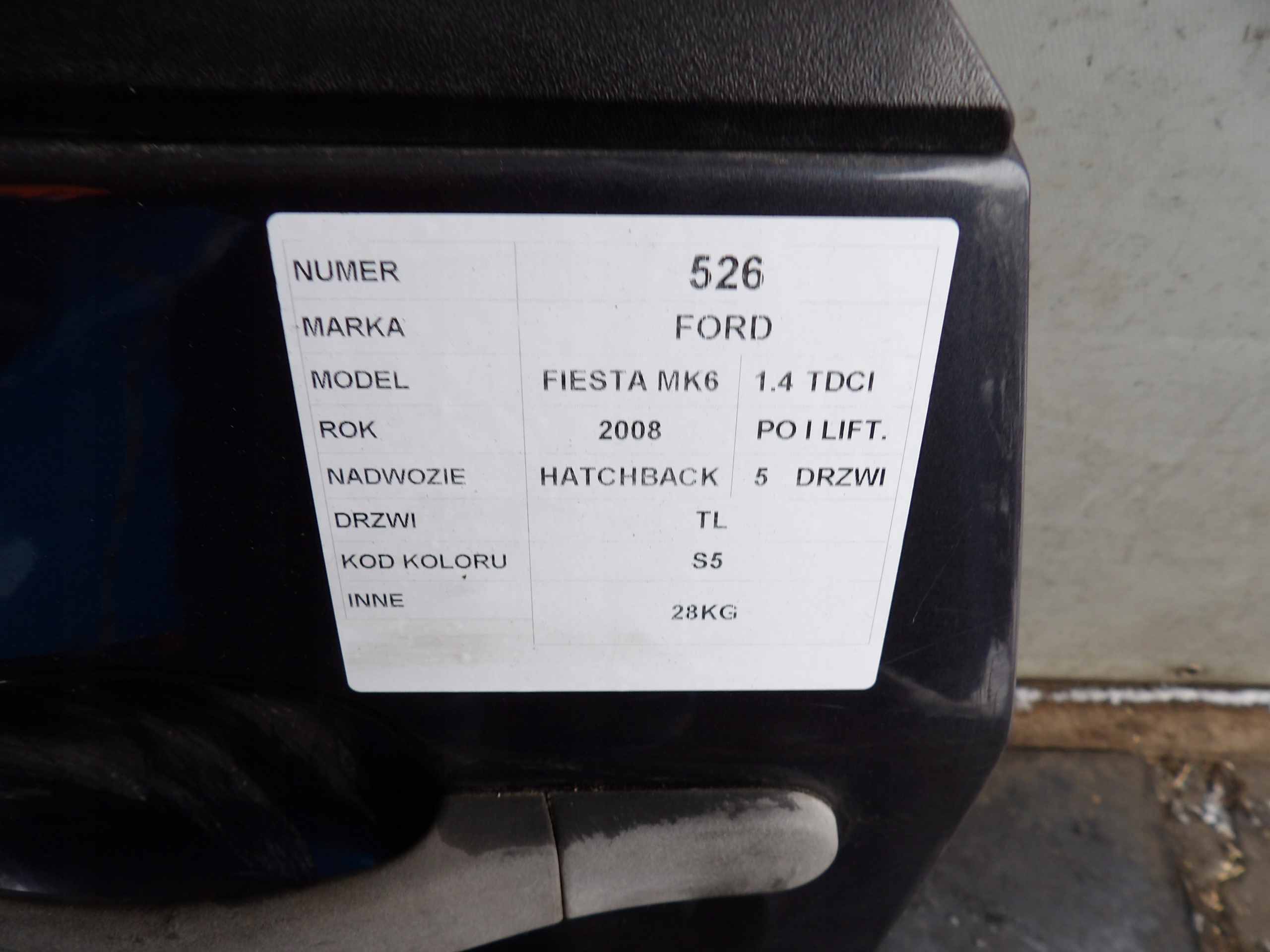 Ford Fiesta MK6 door rear. left S6