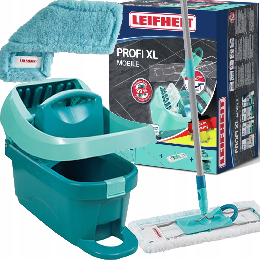 Leifheit Mop Płaski Profi XL Z Wyciskaczem Wiadro 8L nakładka duster static