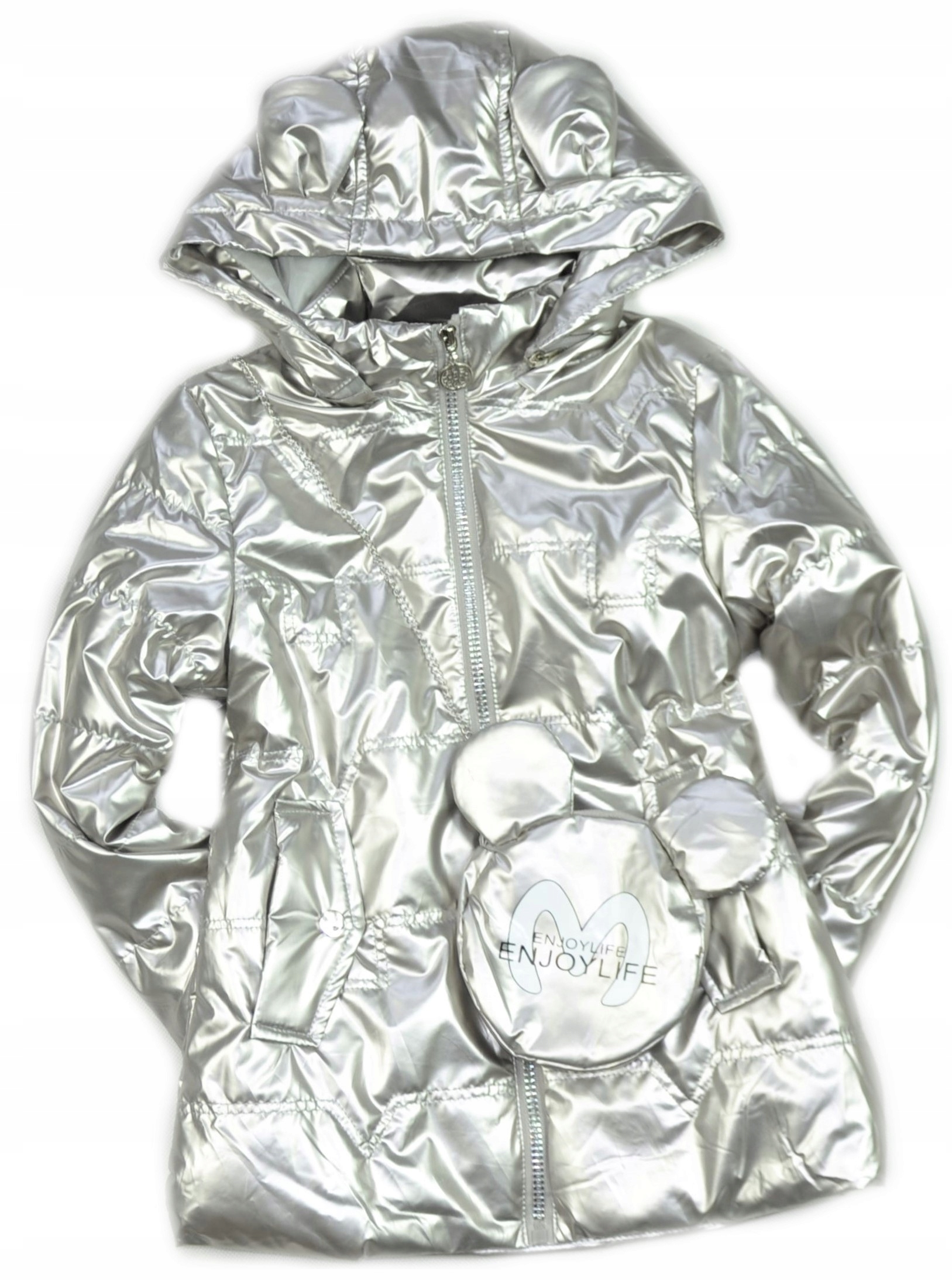 Kurtka WIOSENNA dziewczęca USZY+TOREBKA r.104 cm