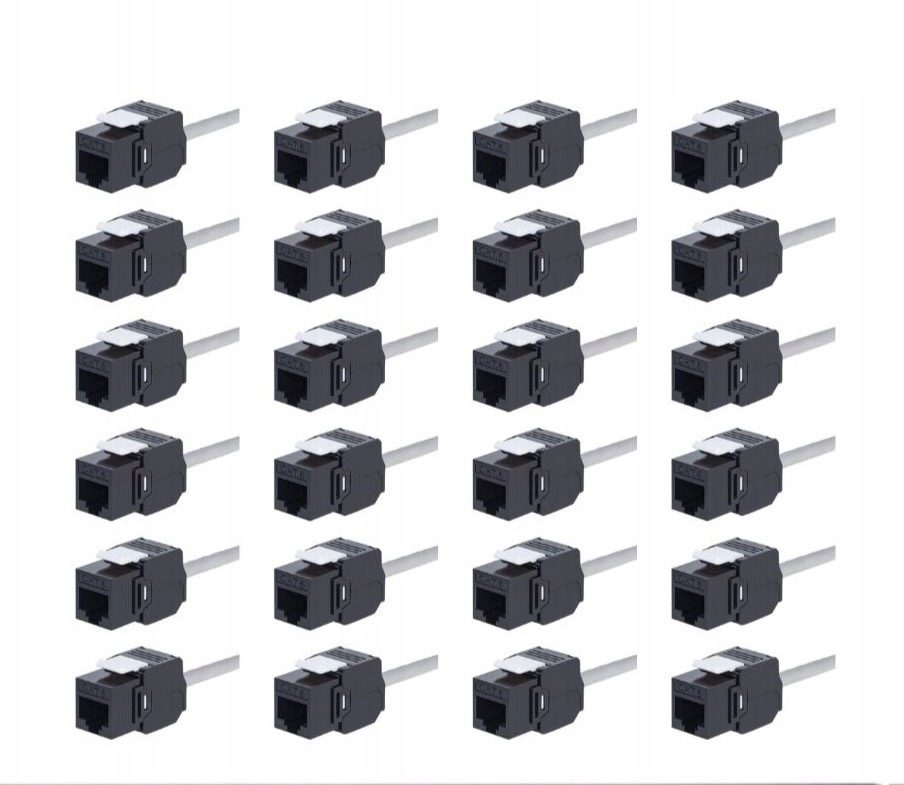 24x Keystone Jack modul RJ45 Kat. 6 Utp beznástrojový Netrack Černý