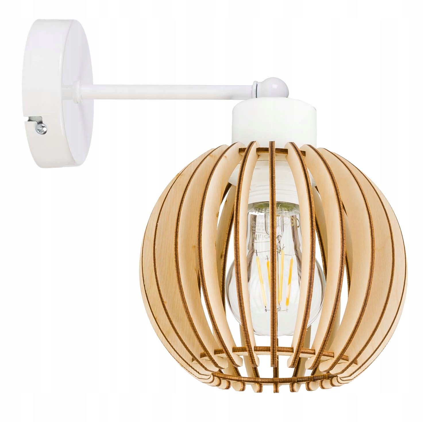 

Lampa kinkiet E27 ścienny stały loft kula drewno