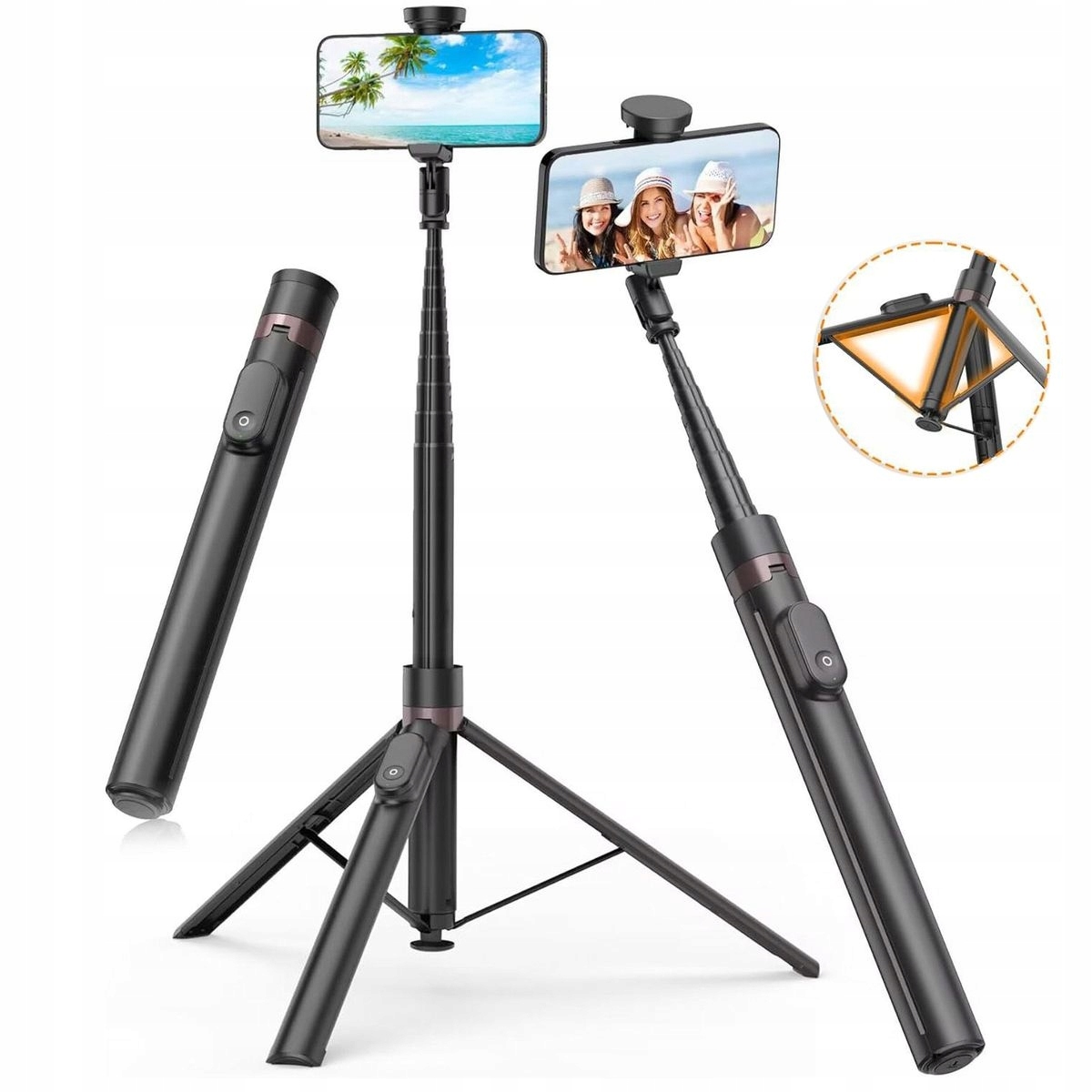Dlouhá tyč na telefon pro fotografie Selfie Stick 2v1 Stativ Tripod Pilot 170 cm