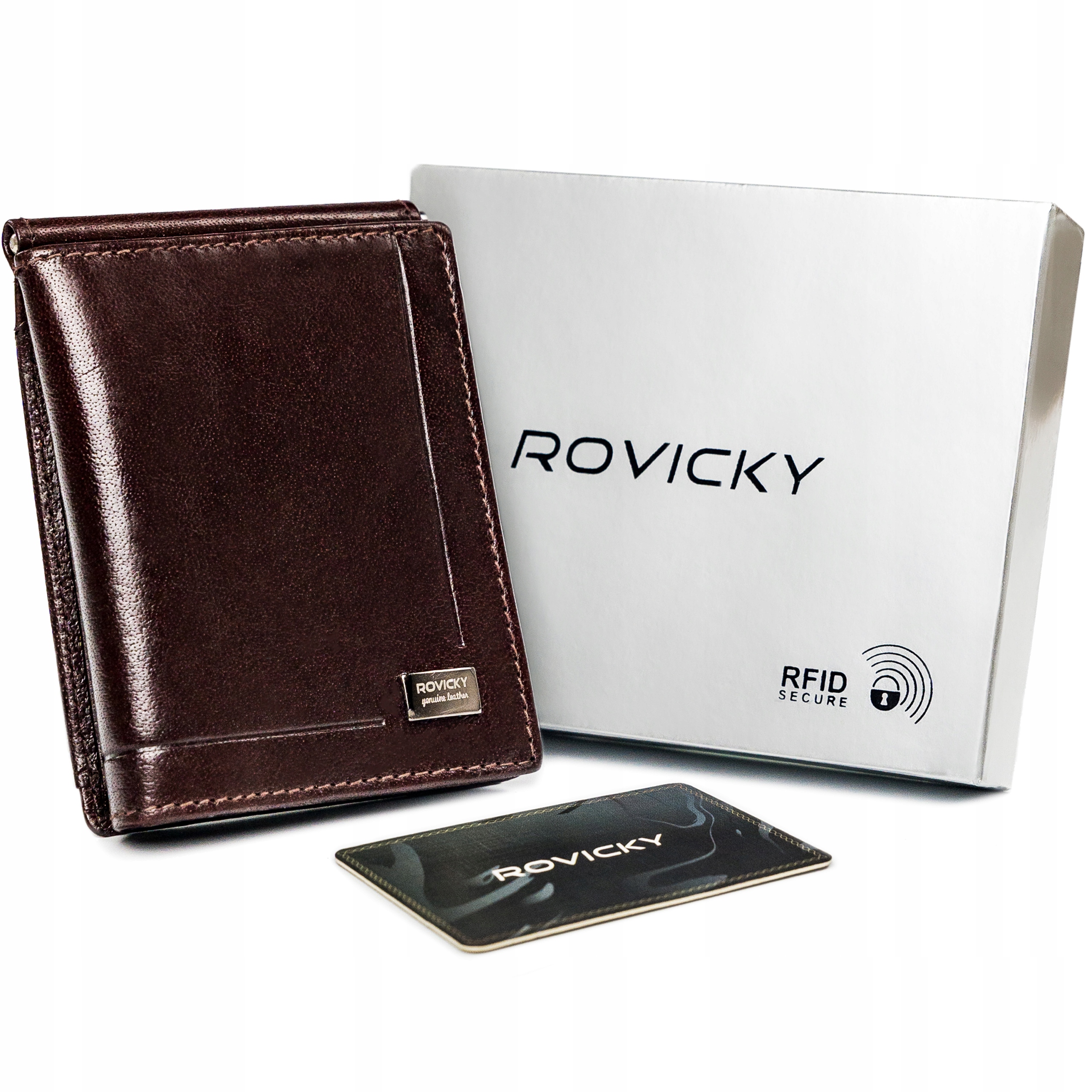 

Portfel męski na karty banknoty z klipsem Rovicky