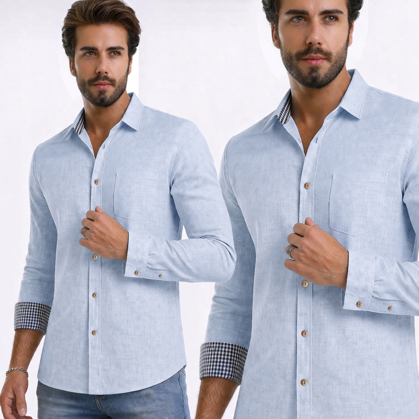 Pánská bavlněná vzdušná klasická košile s kostkovaným vzorem Regular