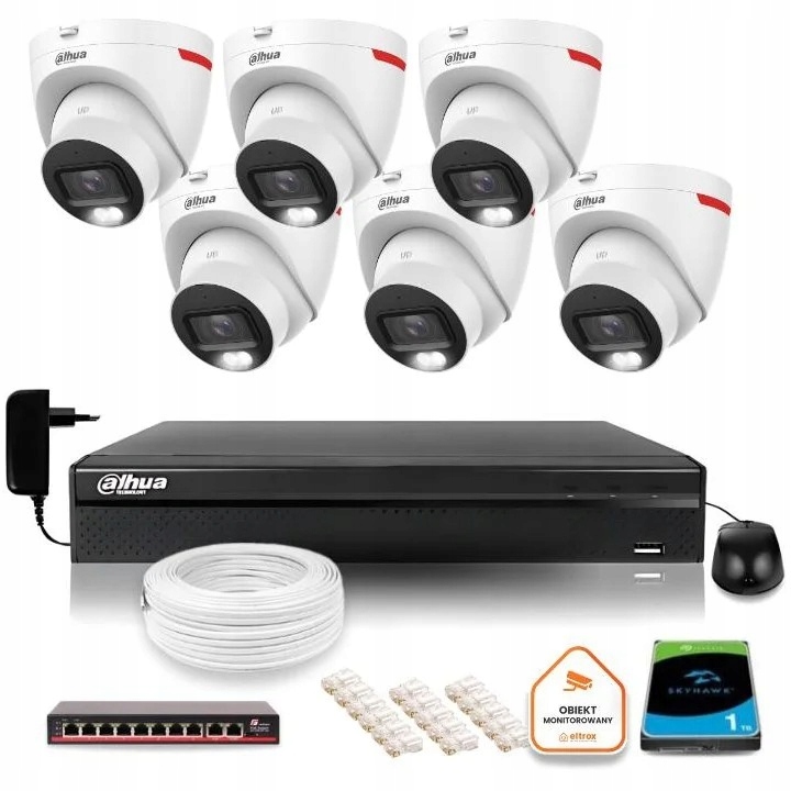 Monitorovací sada pro Ip kameru 6x IPC-HDW2449T-S-LED-0280B-PRO 4Mpx Ir 30 m