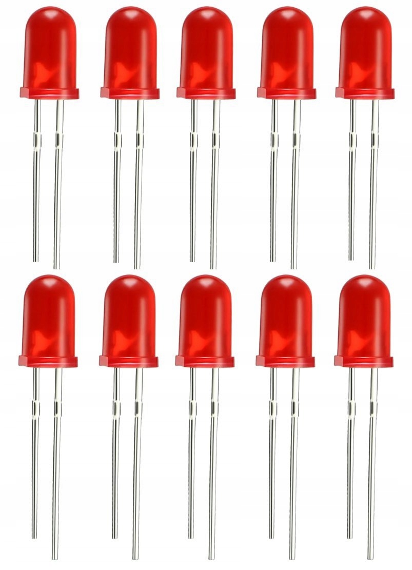 Dioda Led czerwona zestaw 10 sztuk 5mm barwiona matowa diody Led