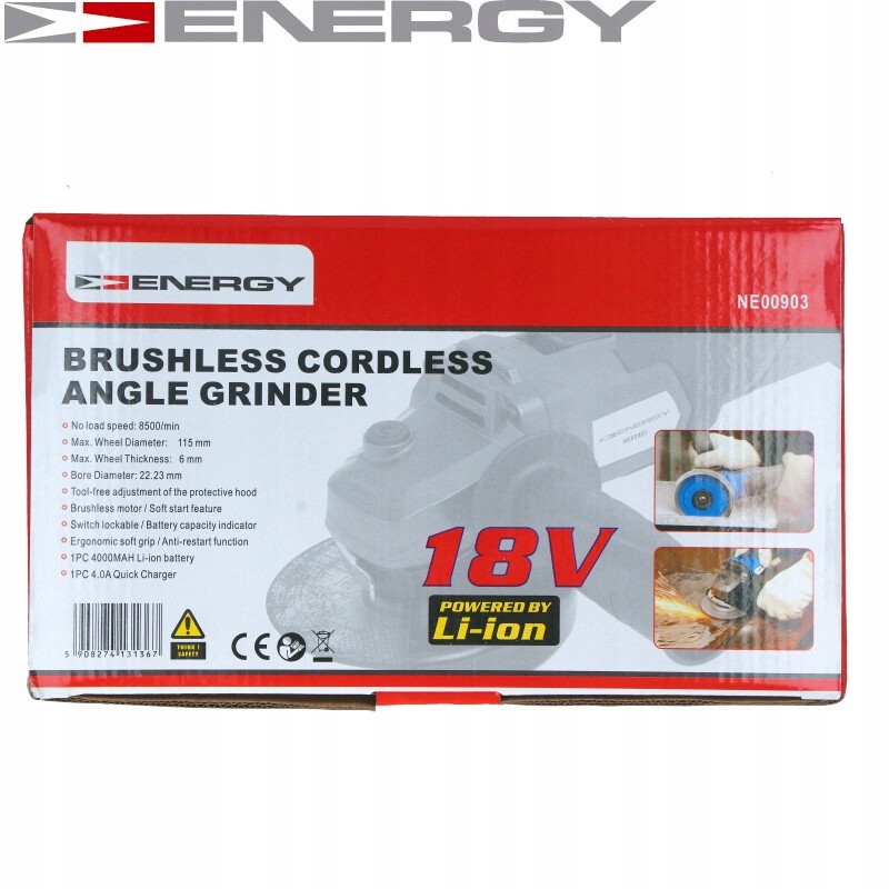 18V Aku Úhlová Bruska Multifunkční bruska Energy 18V