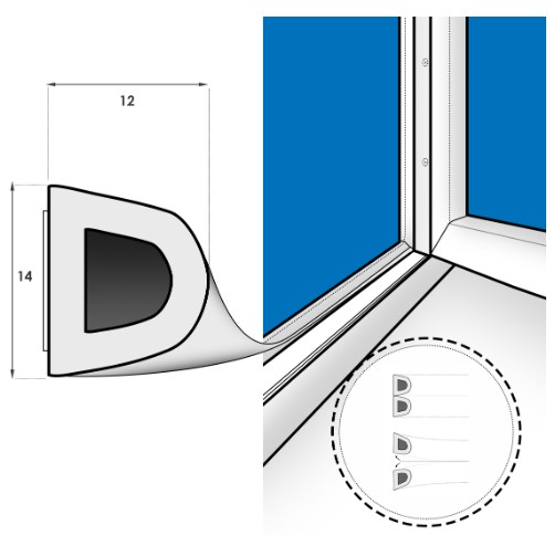 Uszczelka samoprzylepna okna drzwi 14x12 150m iMATX Marka inna