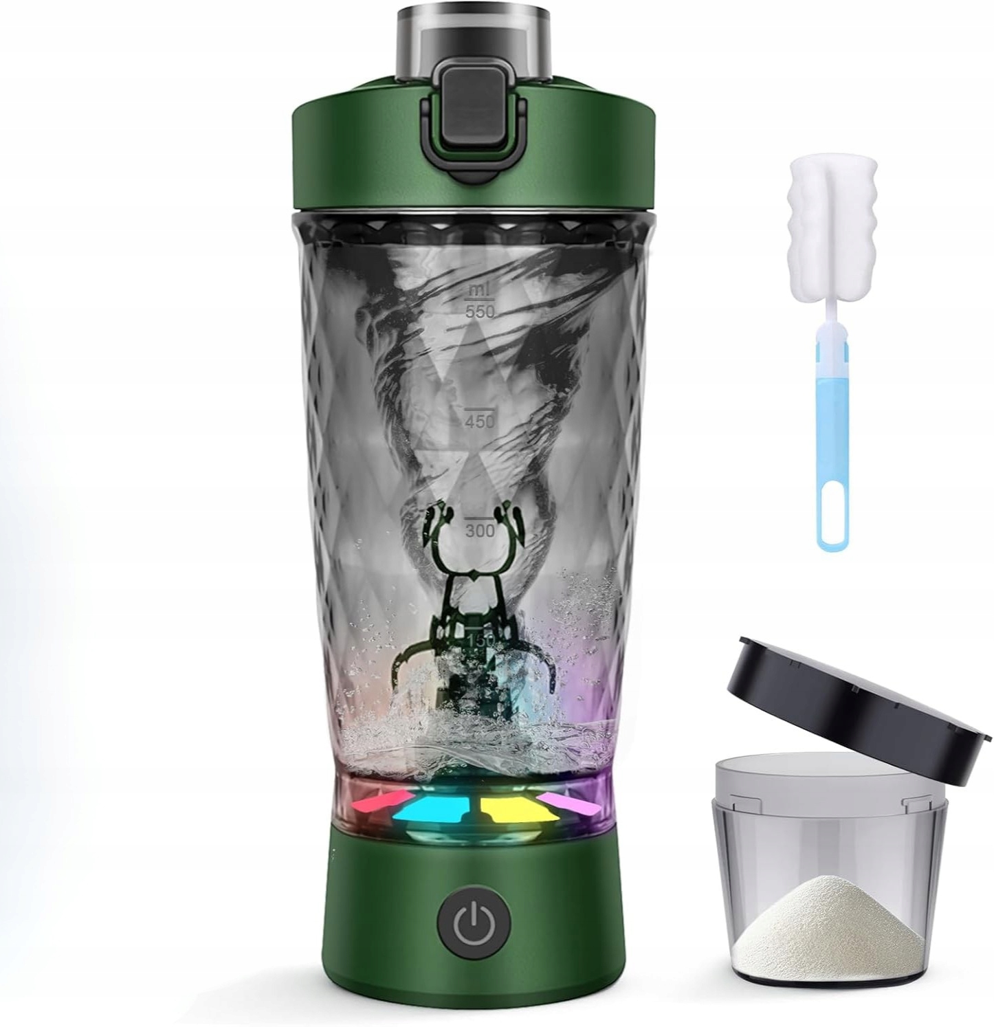 Elektrický Šejkr Mixér Ledová Láhev Na Proteinové Koktejly 650 ML Zelená