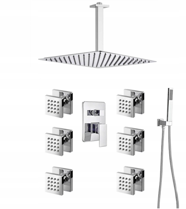 Podomietková Sprchová Súprava Hydromasáž Chrómová Dažďovka 30 cm