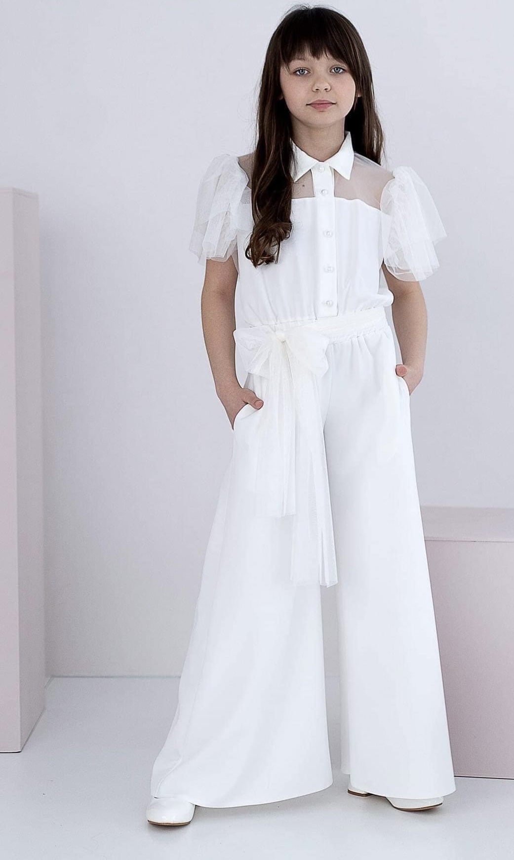 Wizytowy KOMBINEZON biały KOMUNIA dziewczęcy 164 Rozmiar 164