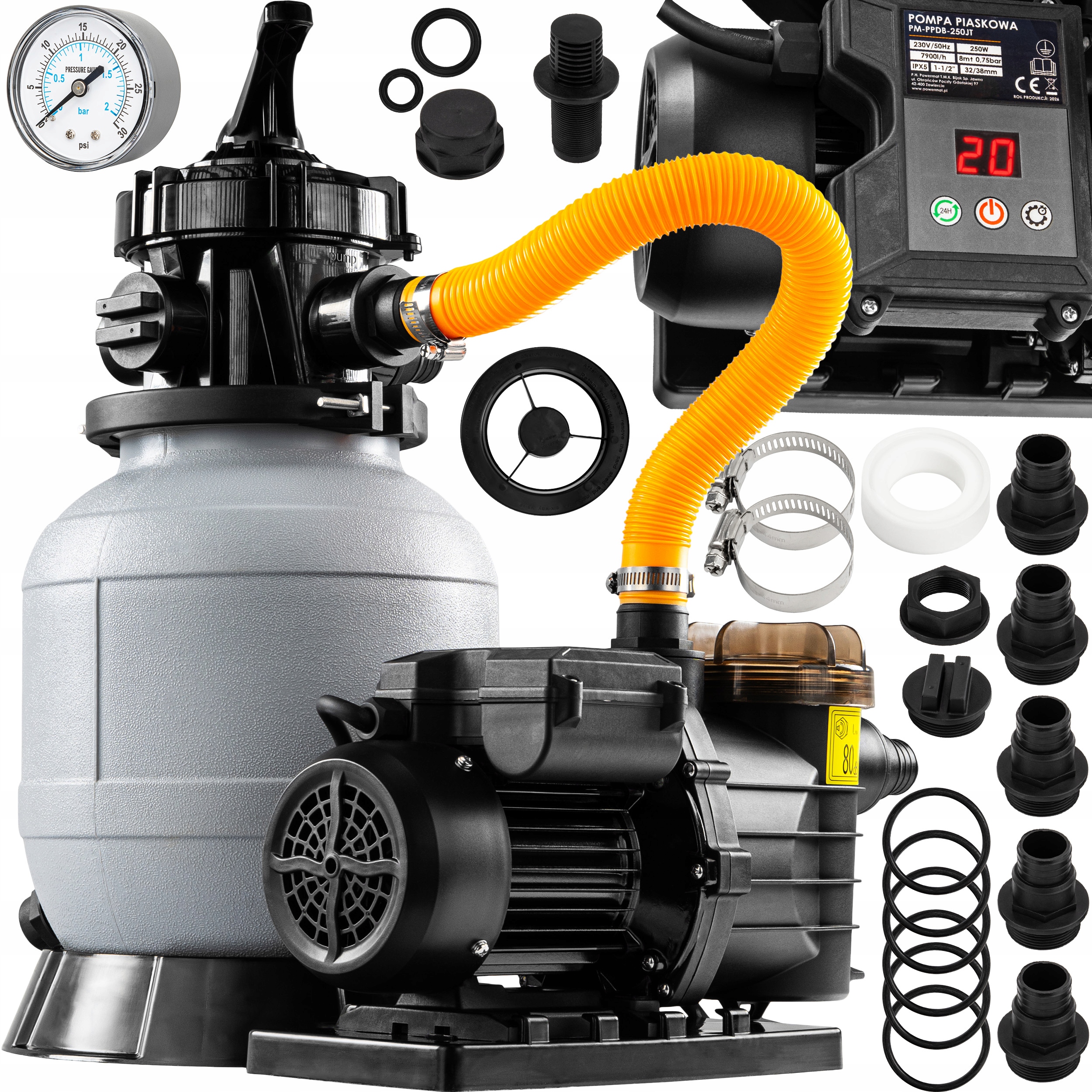 Písková Pumpa Do Bazénu Filtrační Pro Bazény 13200 l/h Filtr Timer LCD