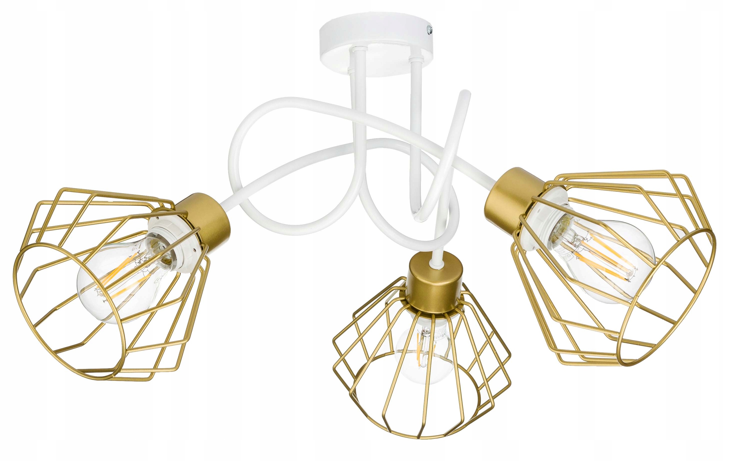 Stropní svítidlo závěsný lustr Loft kudrnatý briliantový drát na 3x E27 zlatá