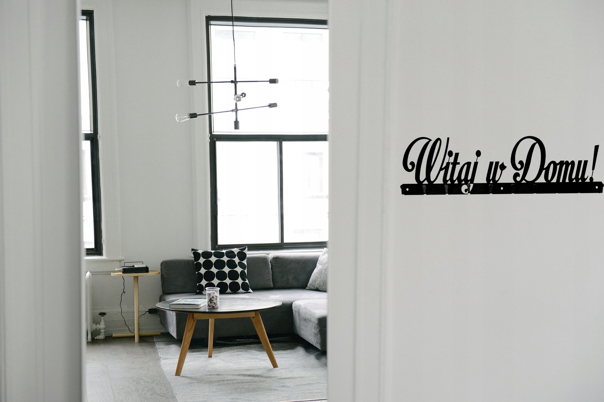 Wieszak Ścienny Napis Witaj w domu Ubrania/Klucze Głębokość mebla 5 cm