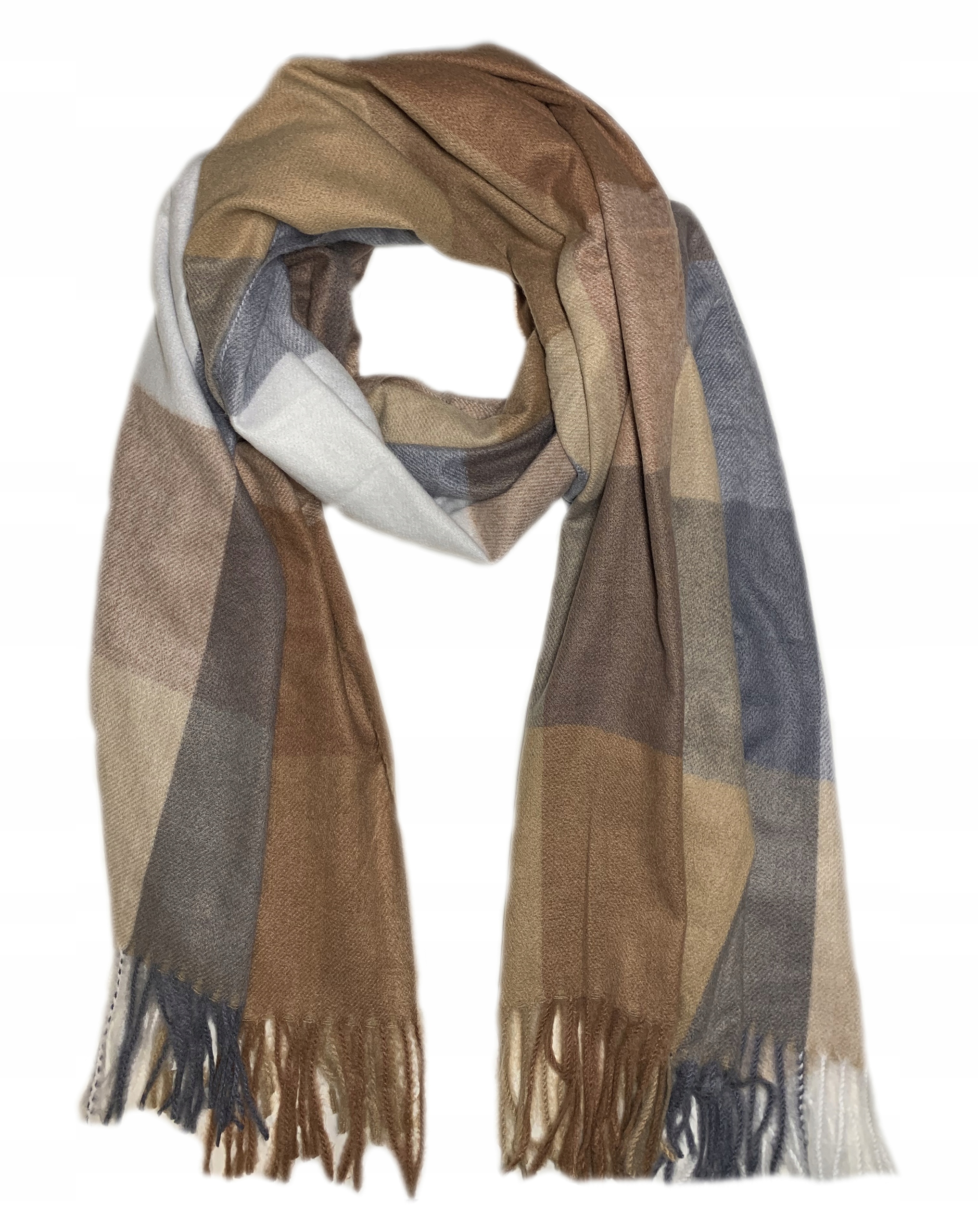 

Modny Szalik Szal Duży Krata Frędzle Elegancki