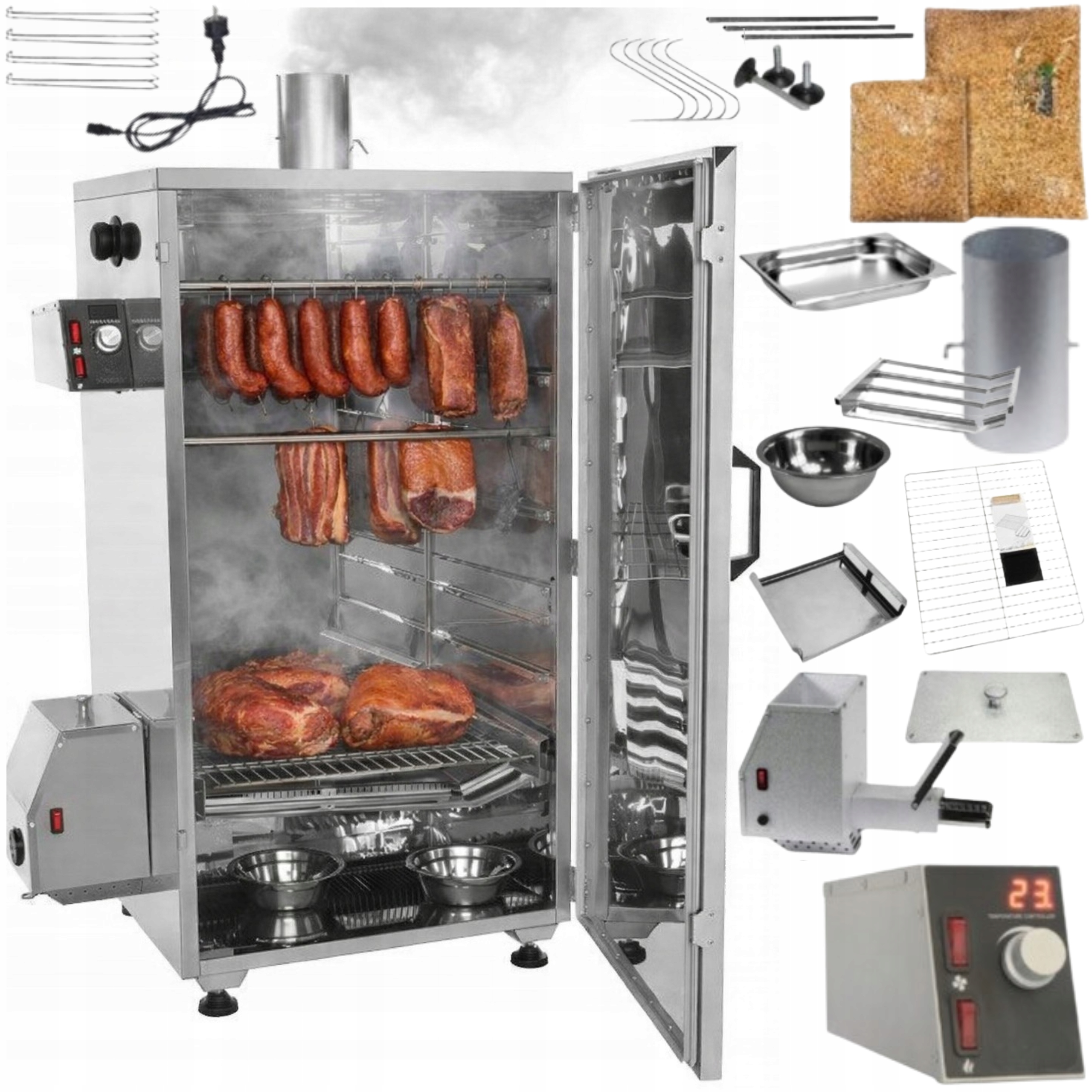 Wędzarnia Domowa Elektryczna Generator Dymu Bbq Smoker Stal Nierdzewna 150L