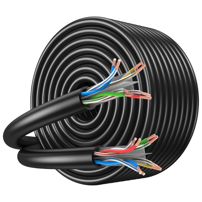 Kabel sieciowy Ethernet Cat 6 150 m 10 Gb/s 550 MHz zewnętrzny RJ45 czarny