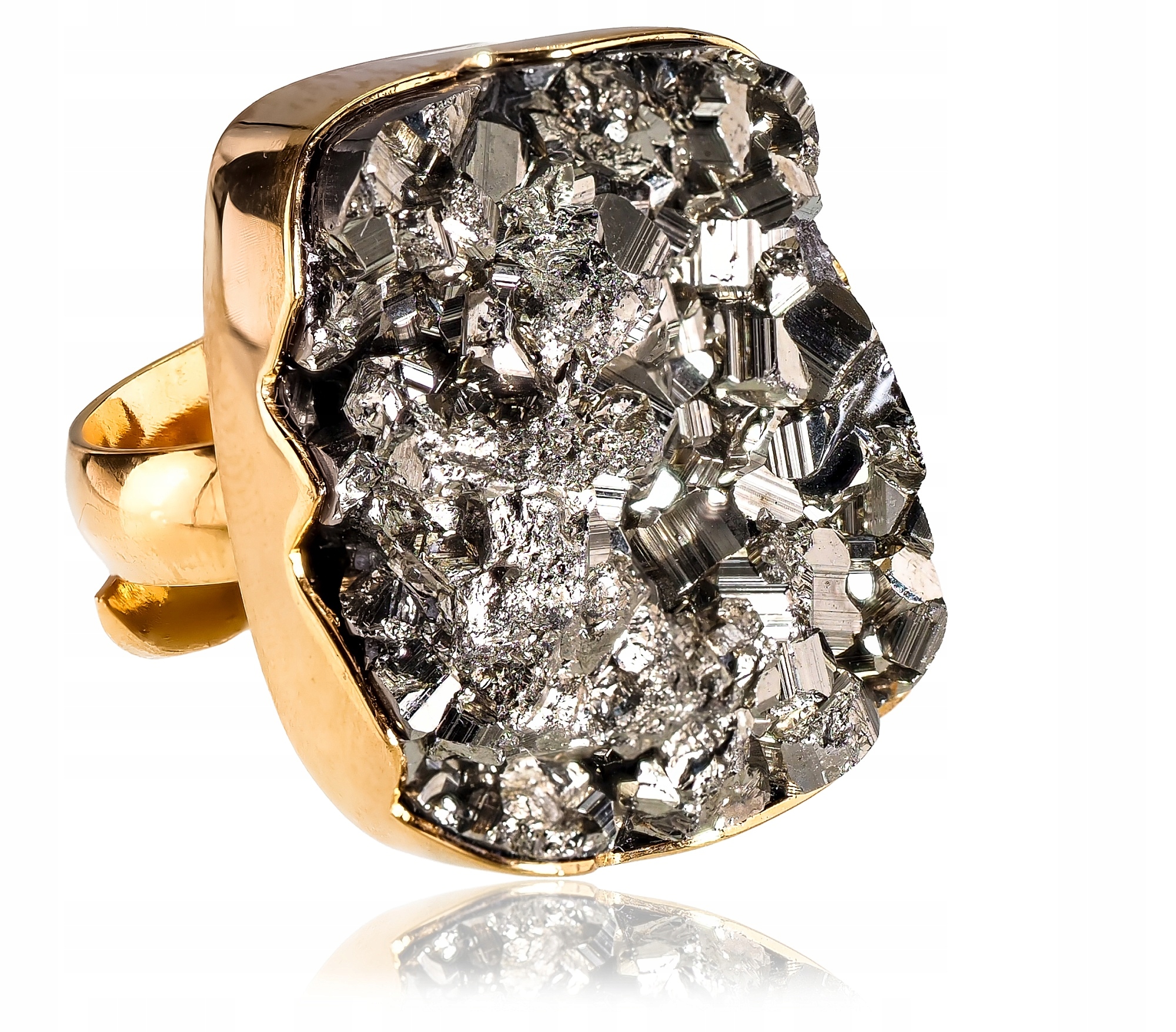 Zlatý pyrit Výjimečný Prstýnek Zlaté Stříbro R10-26 Certifikát Unikát