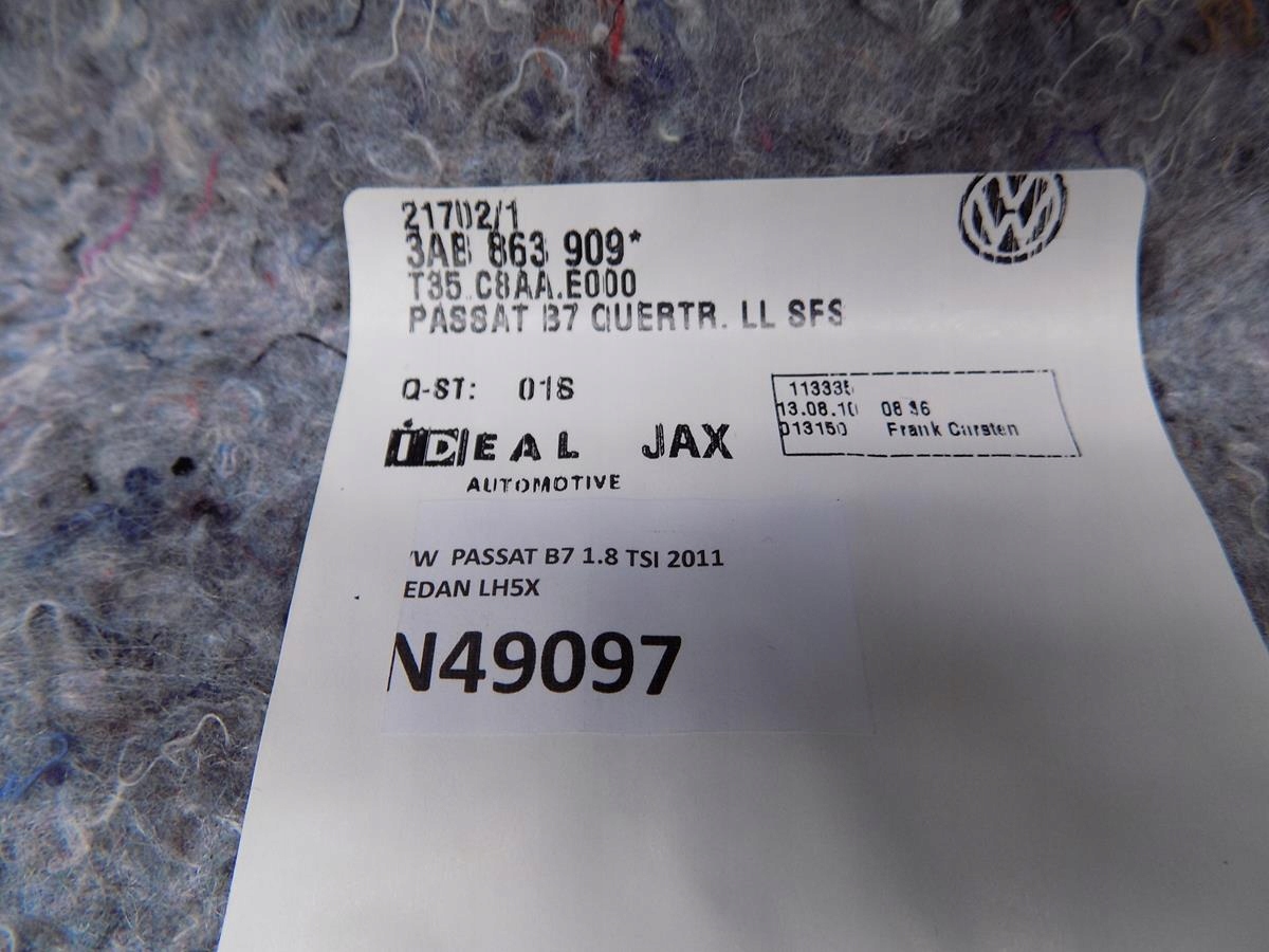 VW PASSAT B7 Insonorisation Panneaux 3AB863909