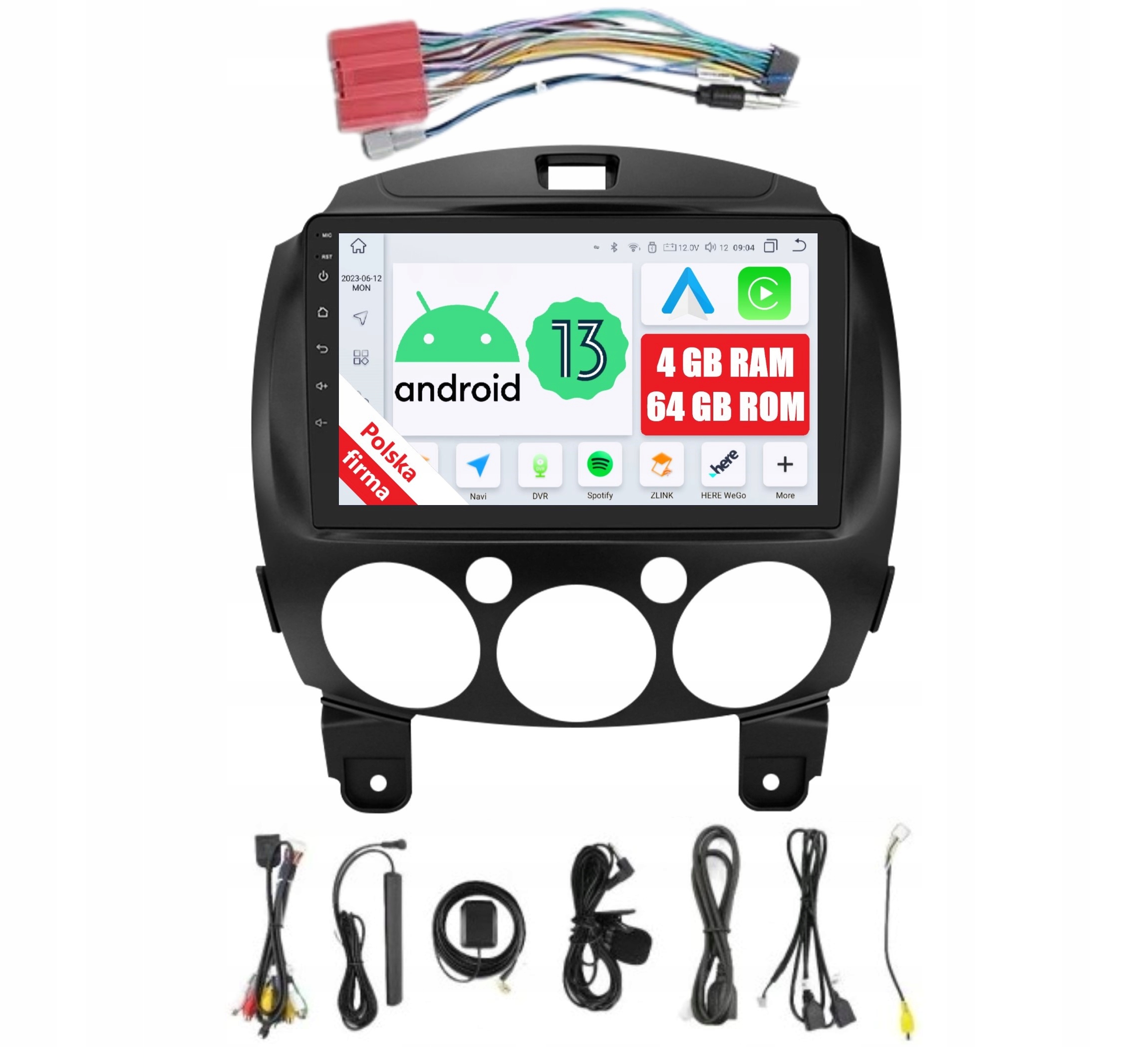 Autorádio 2DIN Navigace Pro Android Mazda 2 II 4/64 Gb Dsp Carplay Lte