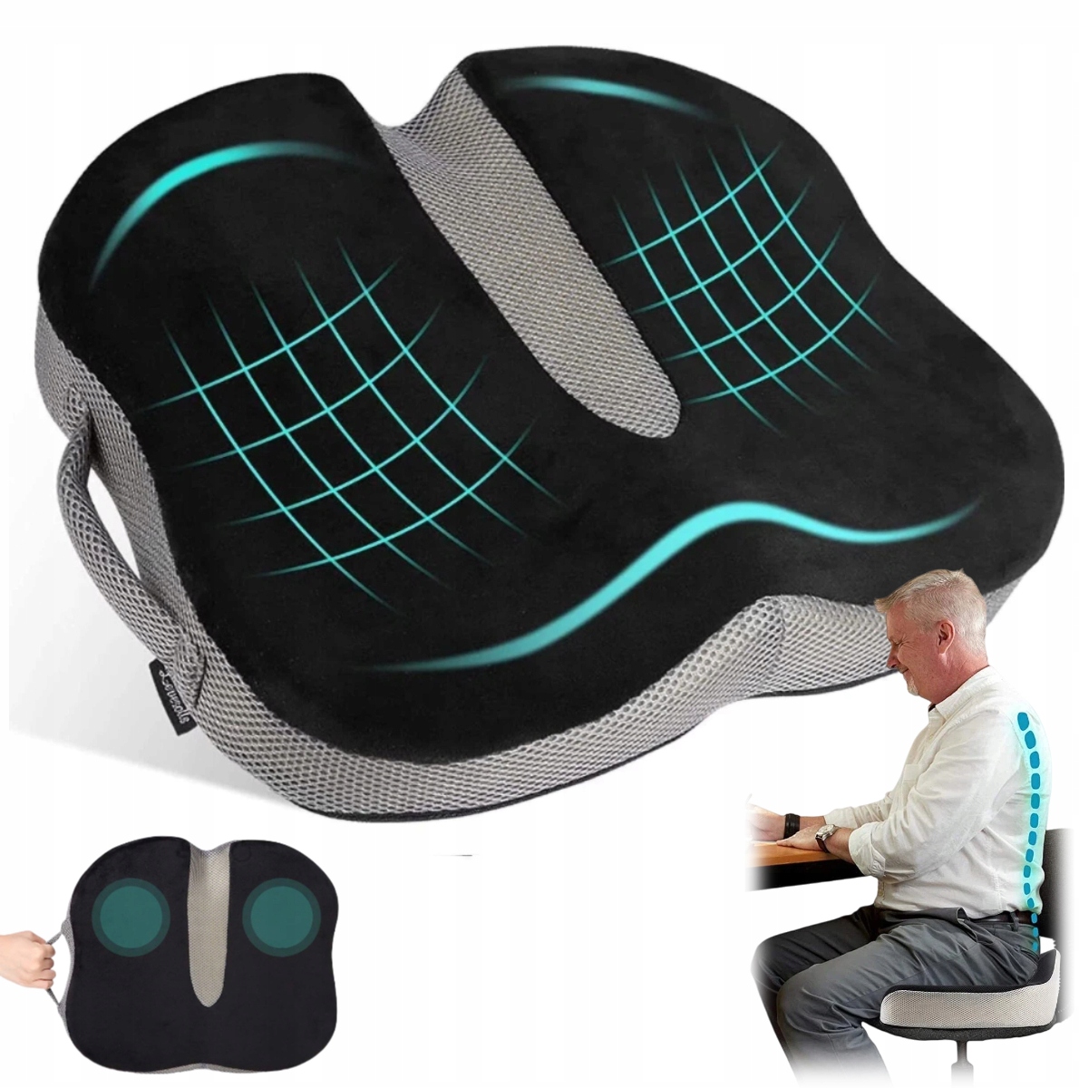 Poduszka Ortopedyczna Do Siedzenia Pianka Memory Kość Ogonowa