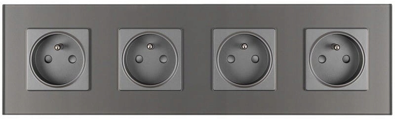 Kontakt Elektrická Zásuvka S Čtyřnásobným Skleněným Kolíkem 4x1 Stříbrná Šedá