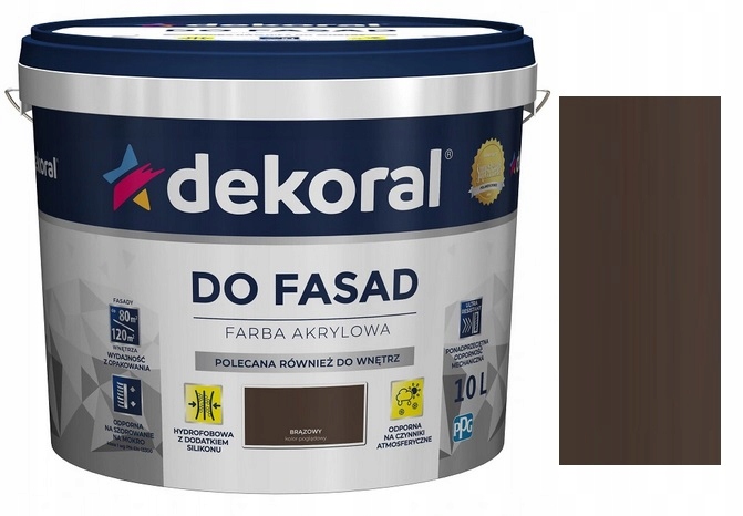 DEKORAL POLINIT FARBA FASADOWA ELEWACYJNA BRĄZOWA 10L