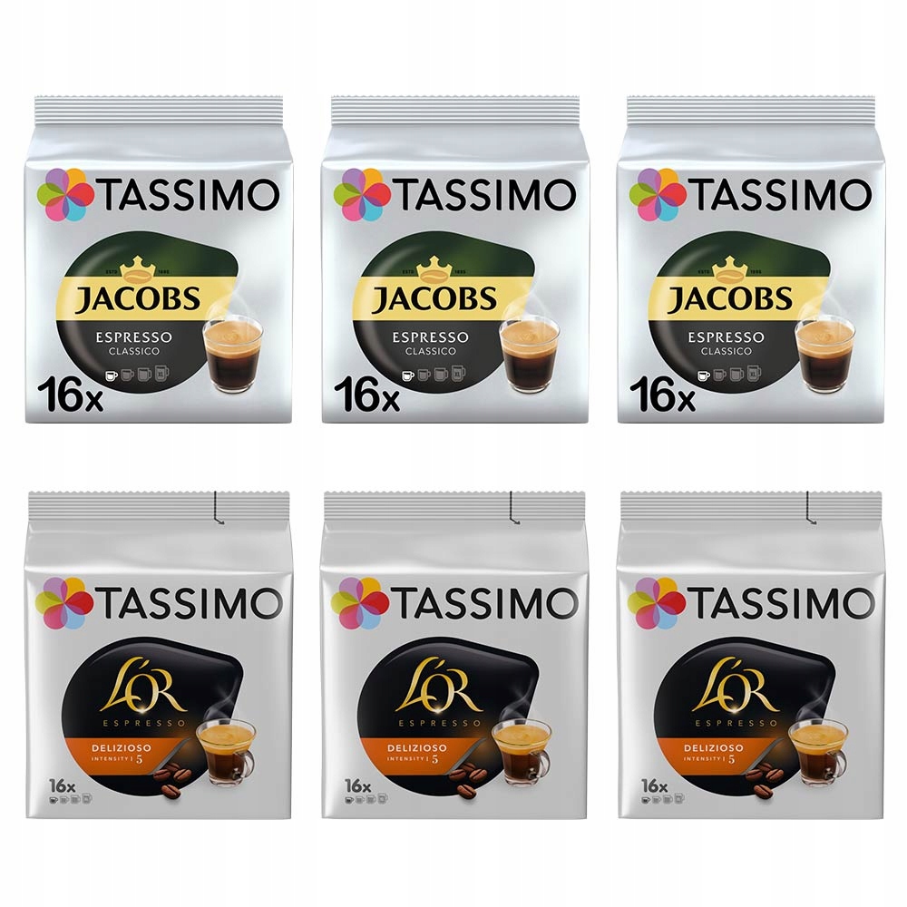 Kapsułki do Tassimo Jacobs i L'or, 96 kaw espresso i Dlizioso 96 szt
