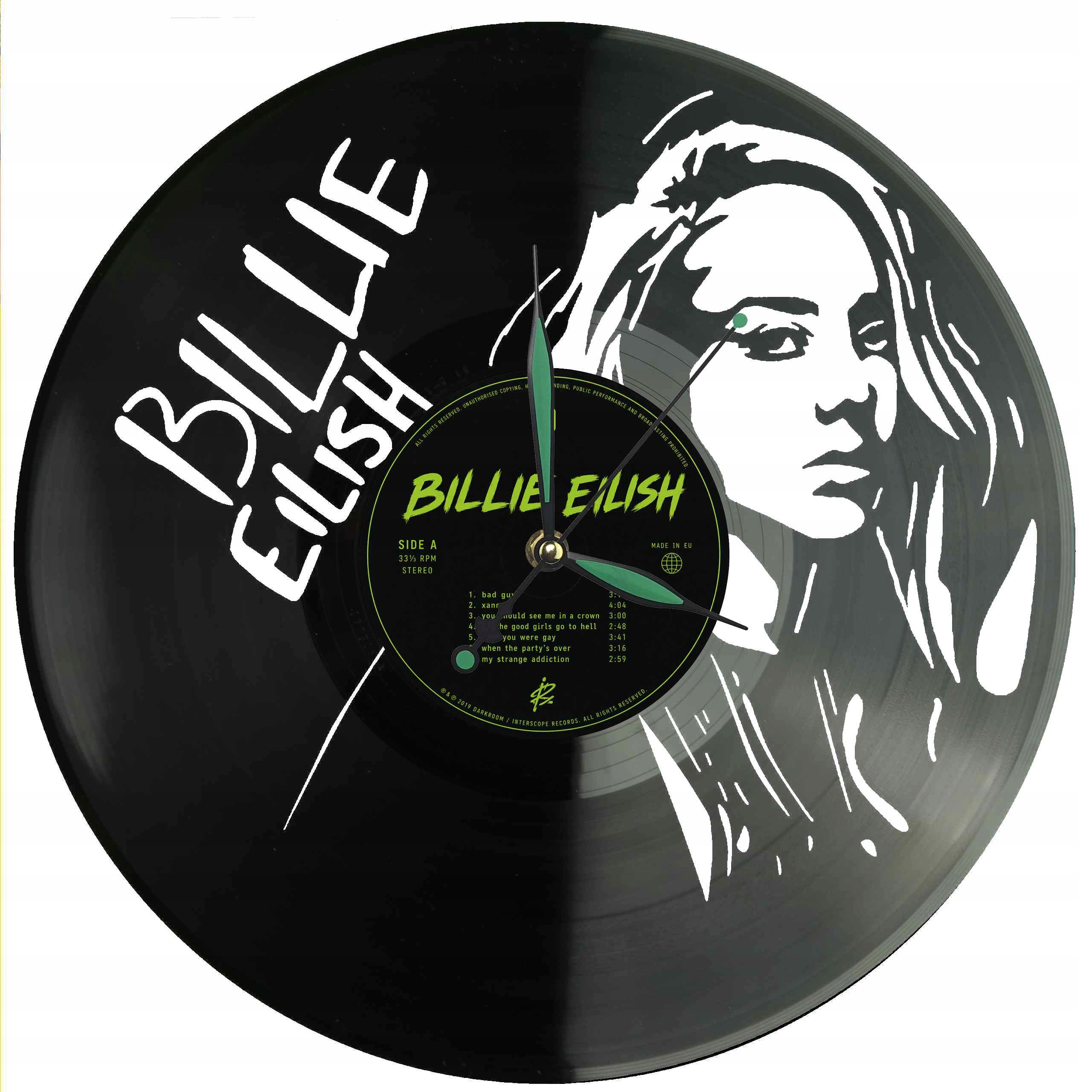 Billie Eilish Vinylové Nástěnné Hodiny Dekorativní Vinylová Deska Dárek