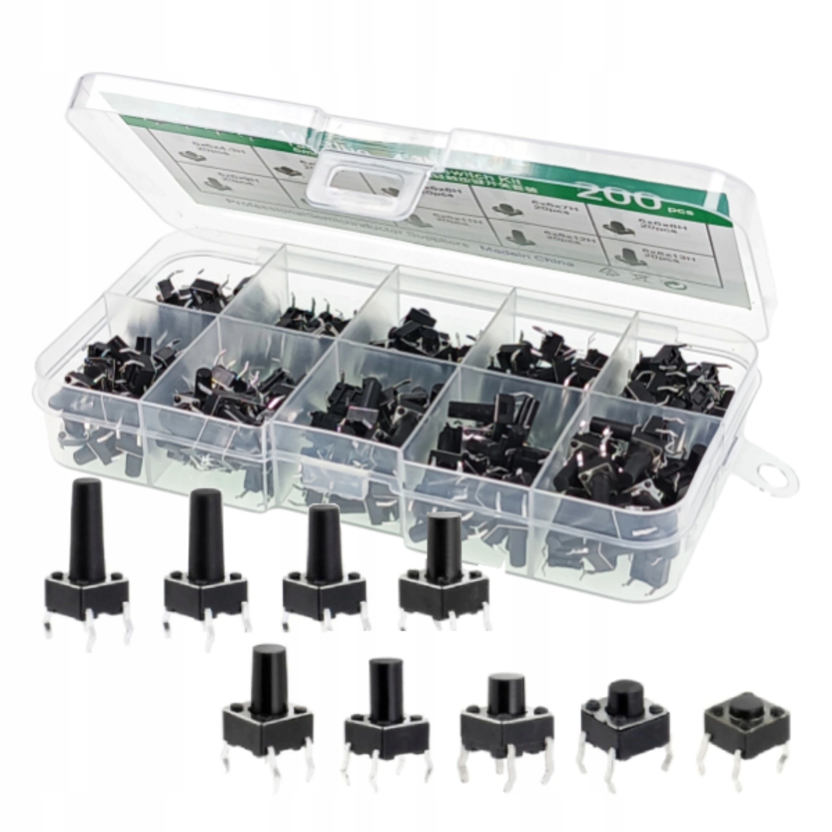 Mikroprzełącznik TACT Leda zestaw 200 sztuk różne typy