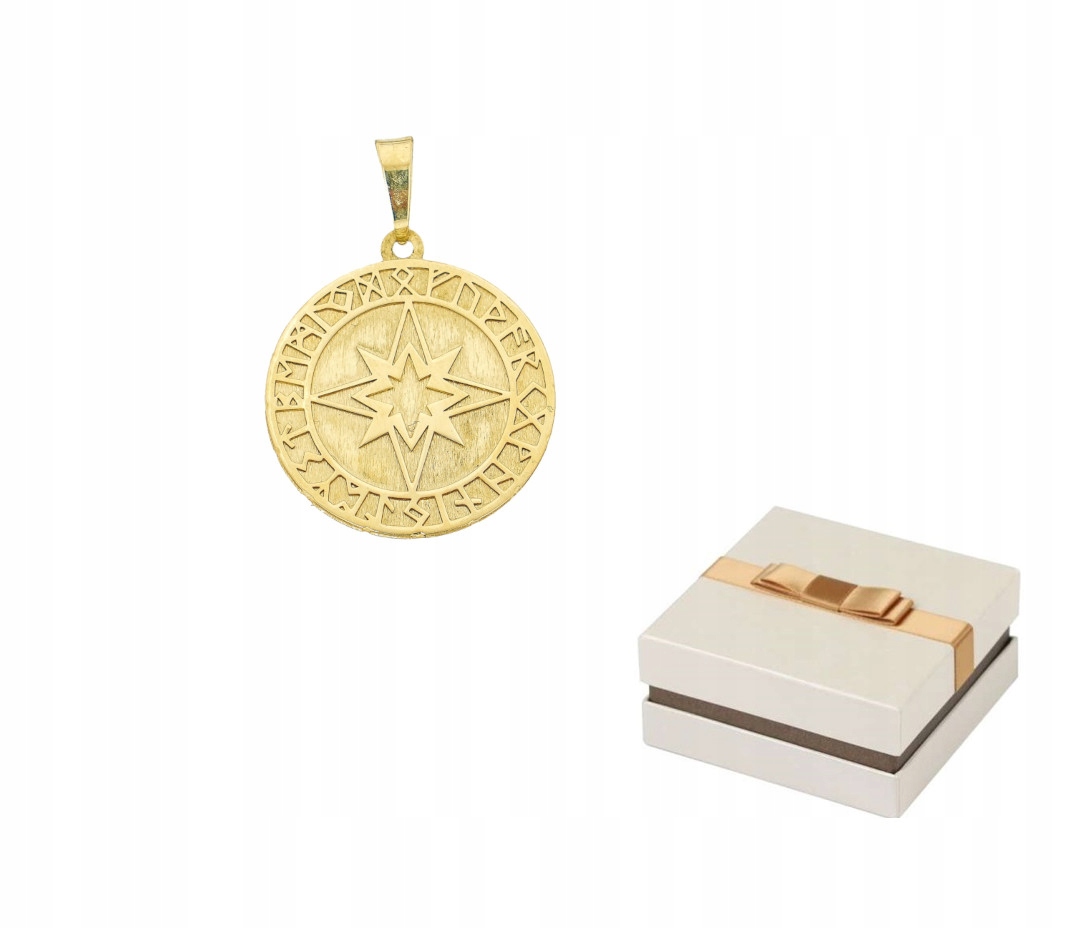 Zlatý přívěsek Růže větrů s runami Ódina Zlato 14 kt ZZ01