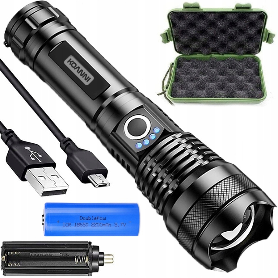 МОЩНЫЙ ТАКТИЧЕСКИЙ СВЕТОДИОДНЫЙ ФОНАРИК XHP50 ZOOM ВОЕННЫЙ