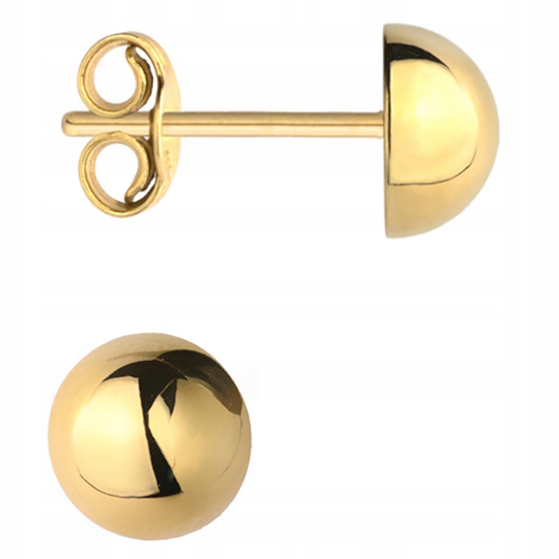 Krásné Zlaté Náušnice 585 Kuličky 5mm Tužka 14k