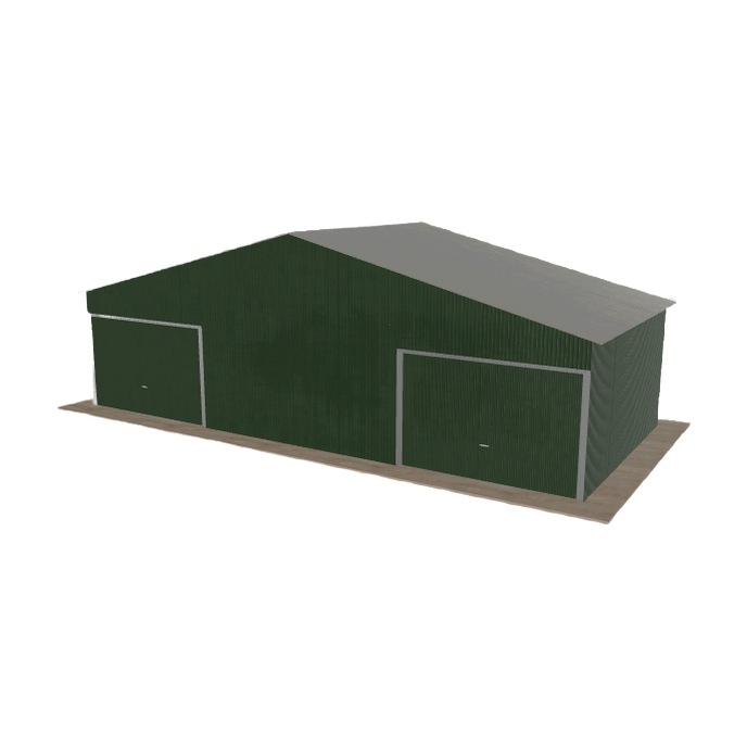 Plechová garáž 10x4.5 m dvoupolohová, dvoupolohová, zelená