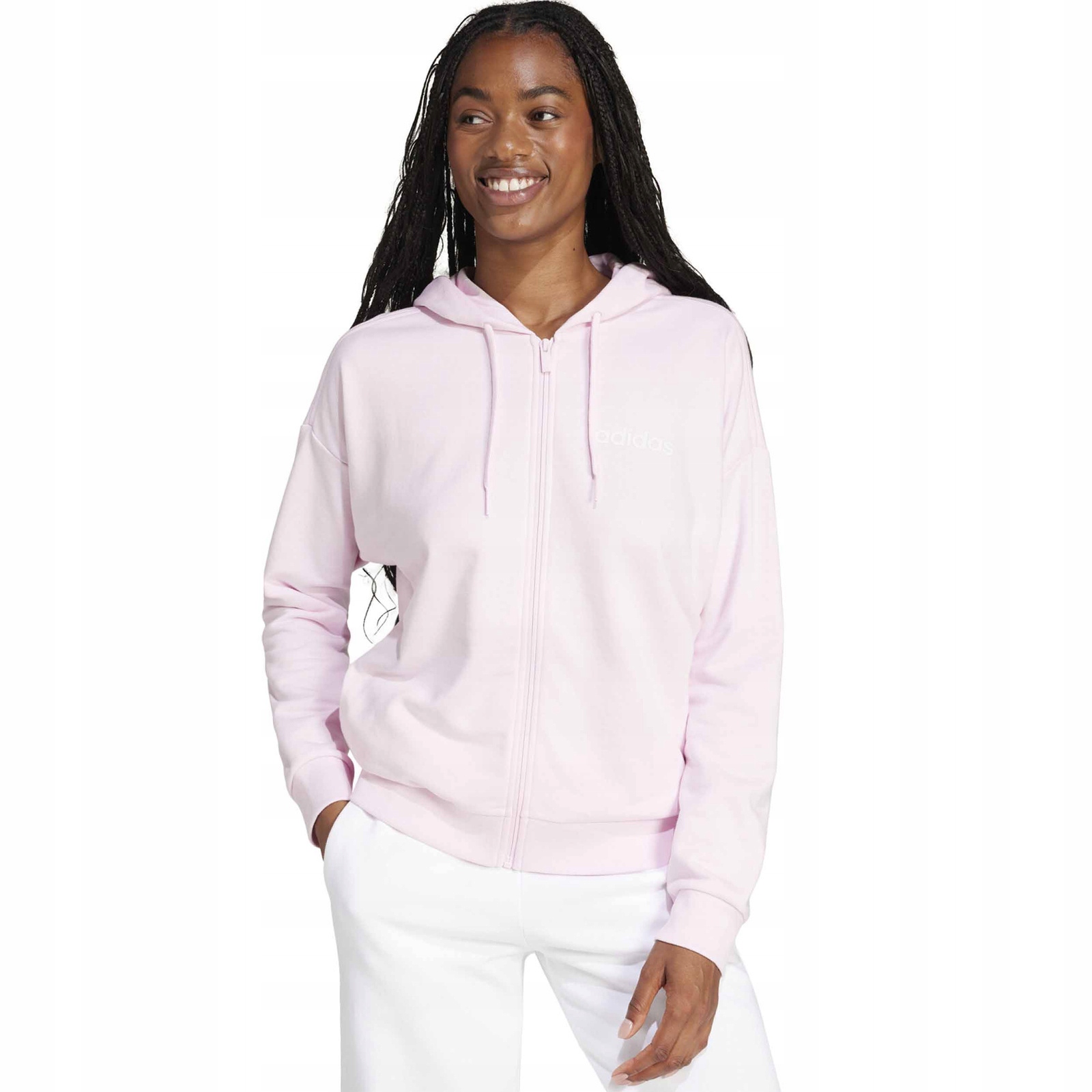 Adidas Essentials JC8277 Różowa Bluza Dresowa Rozpinana Z Kapturem