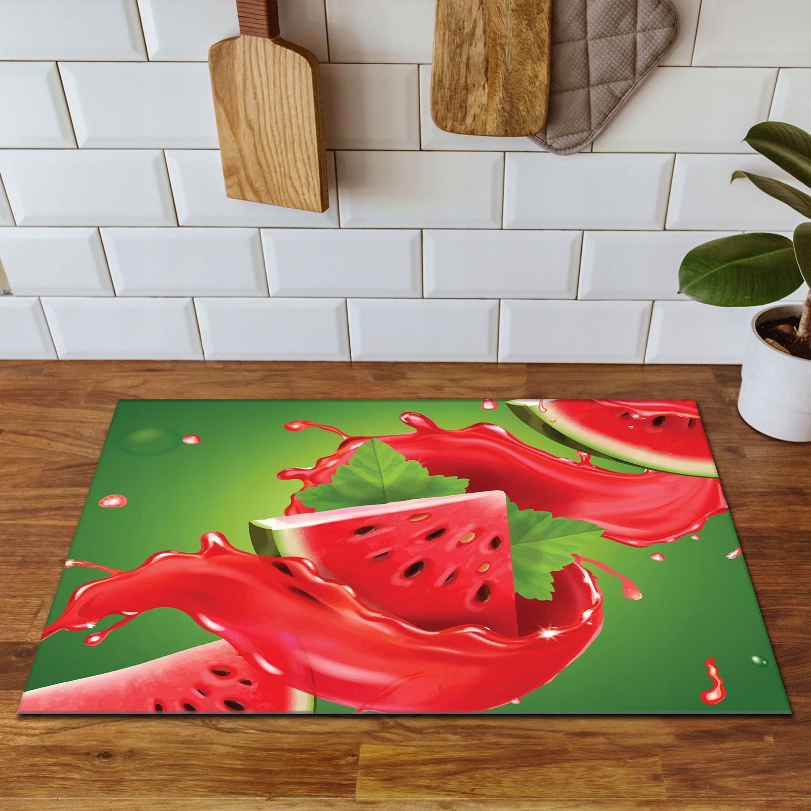 MATA WINYLOWA DO KUCHNI WIĘCEJ MIEJSCA 70x52 zielona - arbuz Marka inna