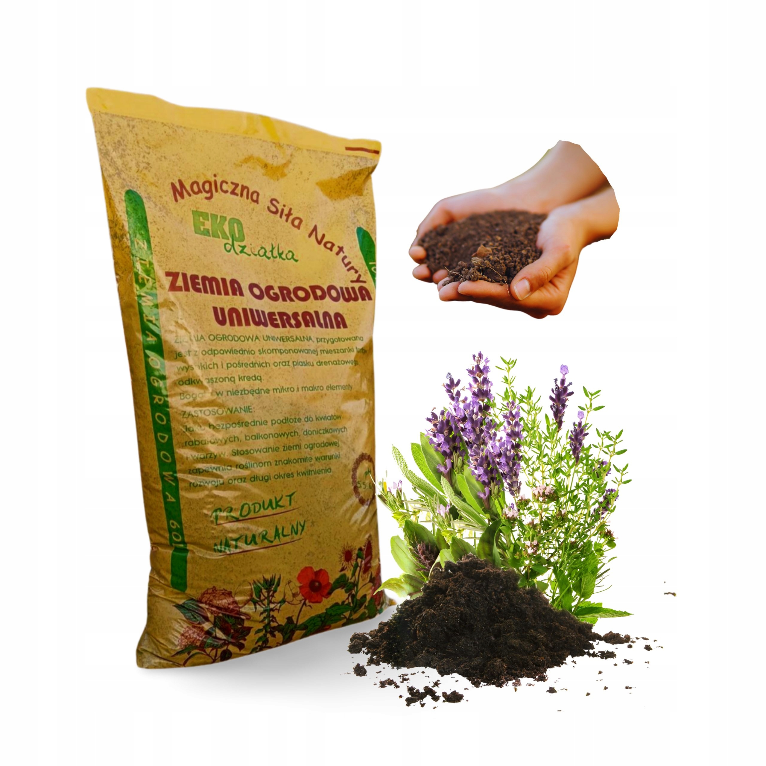 ZIEMIA UNIWERSALNA DO KWIATÓW WARZYW 60L PODŁOŻE Z NAWOZEM