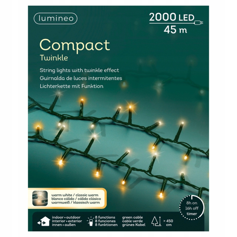 Lampy 2000 Led vonkajšie/vnútorné Klasické/teplé biele s programátorom 45 m