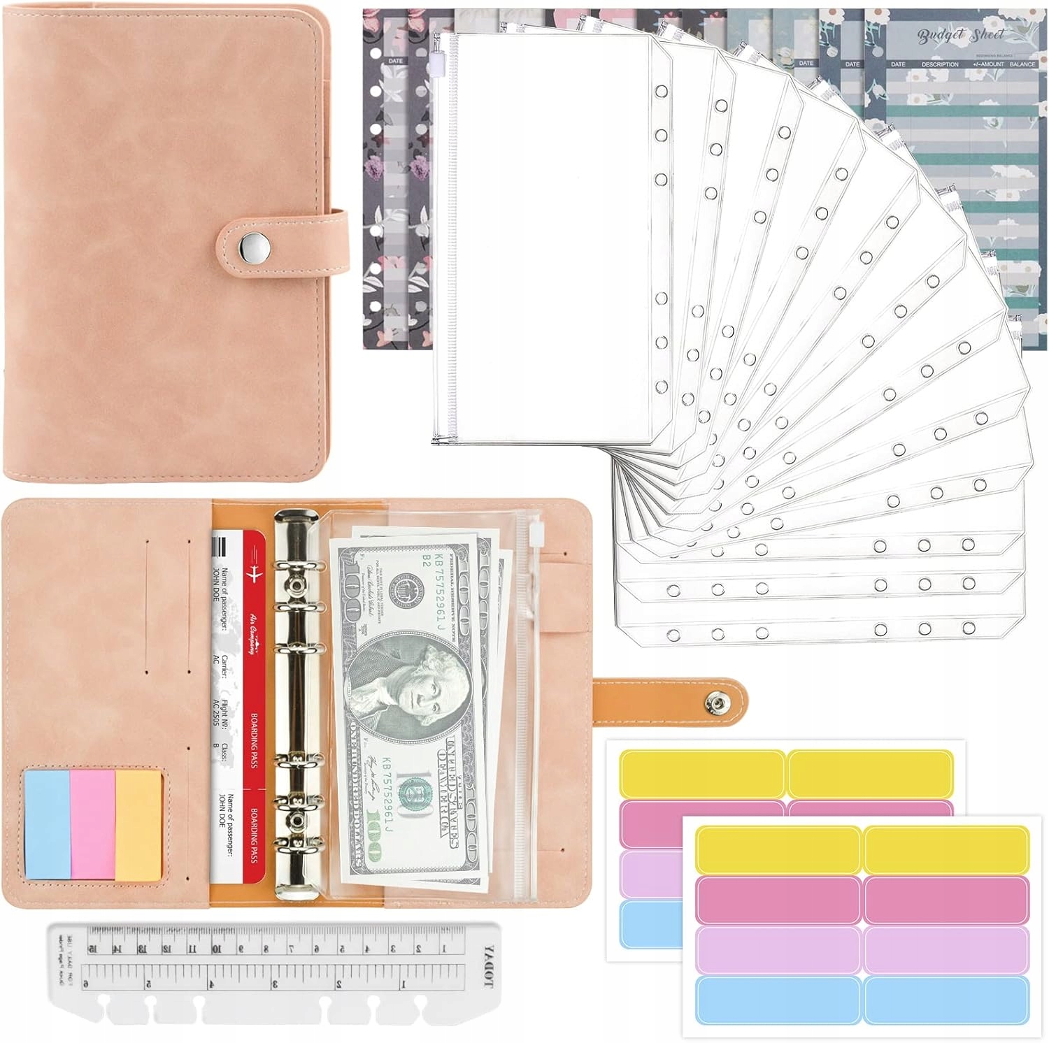 PLANER BUDŻETU SEGREGATOR FINANSÓW NOTES NA FINANSE 26-CZĘŚCIOWY RÓŻOWY