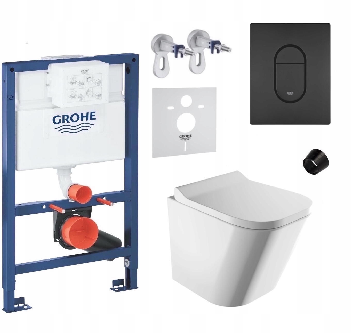 7v1 Podomietkový Wc set, rošt Grohe, Wc miska Omnires, tlačidlo fresh