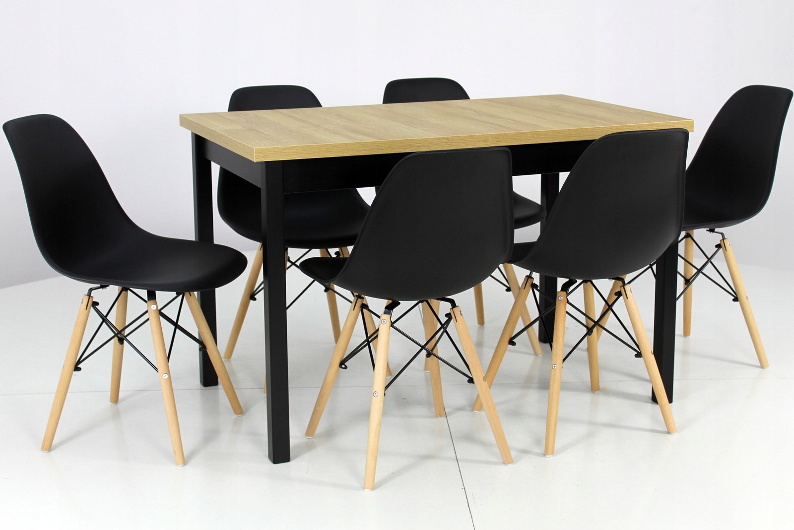 Mały Stół kuchenny 70x120/160 plus 6 krzeseł DĄB Liczba elementów w zestawie 7