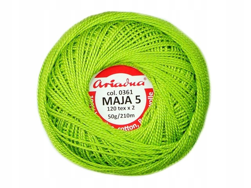 Kordonek Maja 5 Ariadna 0361 zielony jas. 50g 210m