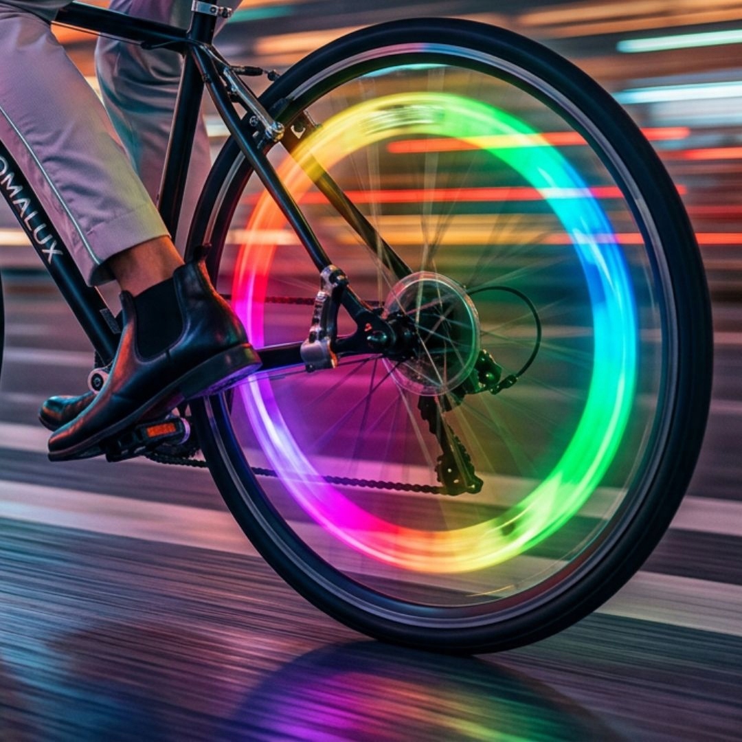 LAMPKA ROWEROWA LED NAKŁADKA NA KOŁO ROWEROWE ŚWIECĄCA W NOCY DO ROWERU 1X Źródło światła dioda LED