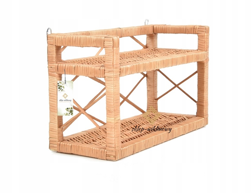 Závěsná proutěná police na zeď Skříňka na knihy Přírodní eko H 25 cm