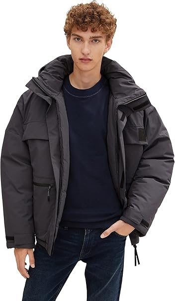 Tom Tailor Tmavě Šedá Parka Bunda S Podšívkou S Kapucí L 7BA