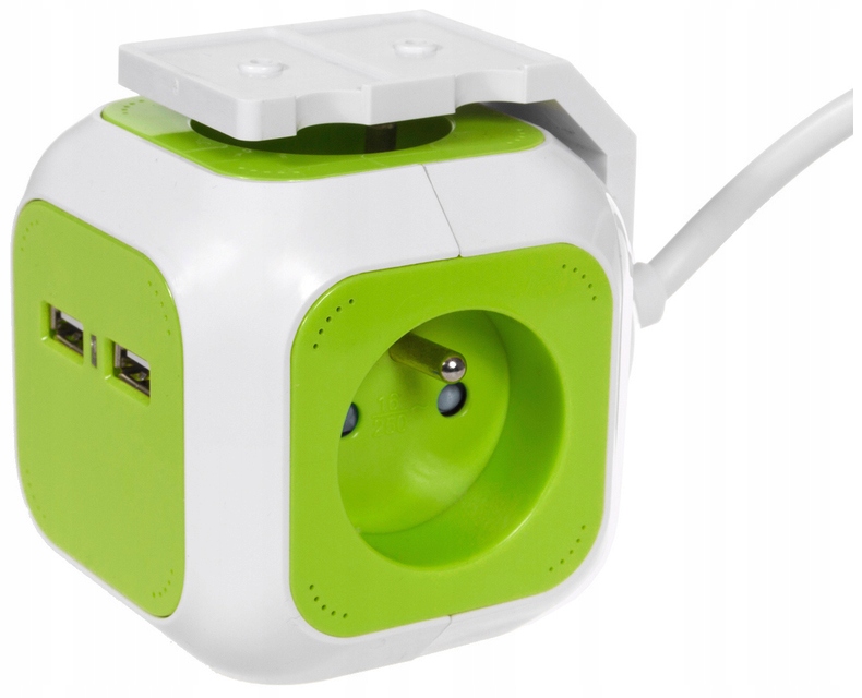 ROZGAŁĘŹNIK PRZEDŁUŻACZ LISTWA KOSTKA MAGIC CUBE 4 GNIAZDA 2xUSB 3500W 1,4m Model MagicCube