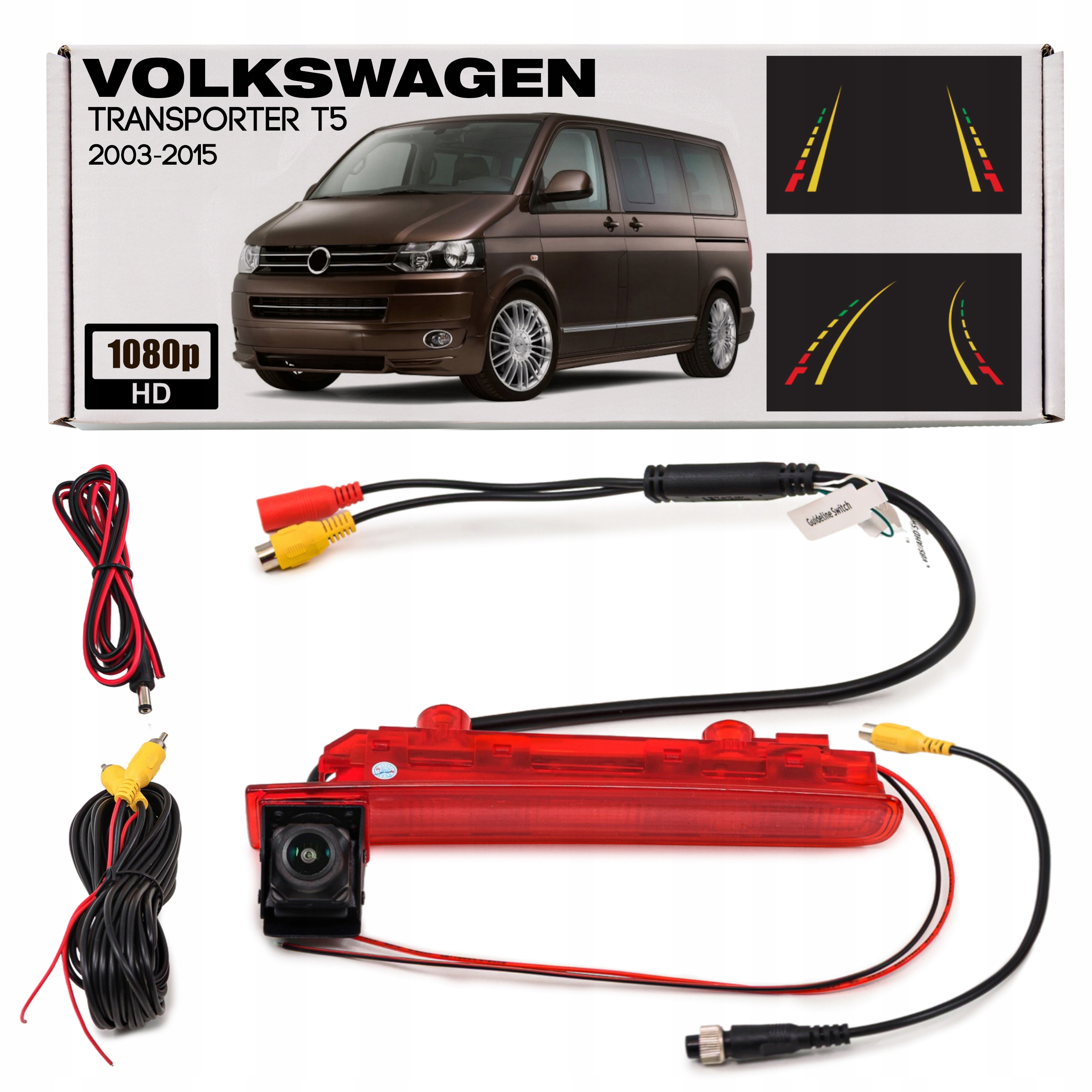 Vw Transporter T5 03-15 Cúvacia Kamera 1080p V Brzdovom Svetle S Dynamickými Líniami