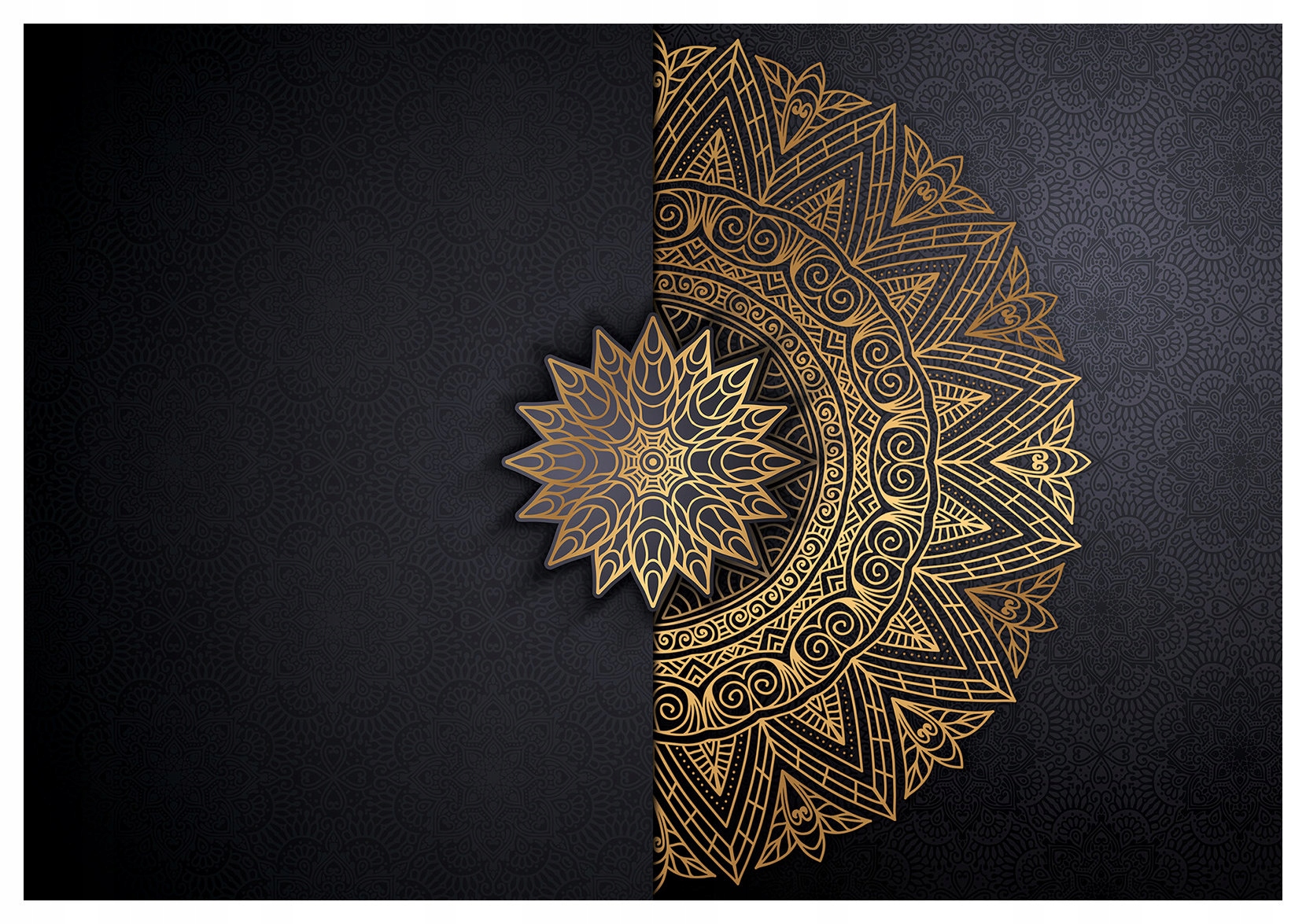 Vliesová fototapeta Zlaté mandaly na černém pozadí 300x210 lepidlo