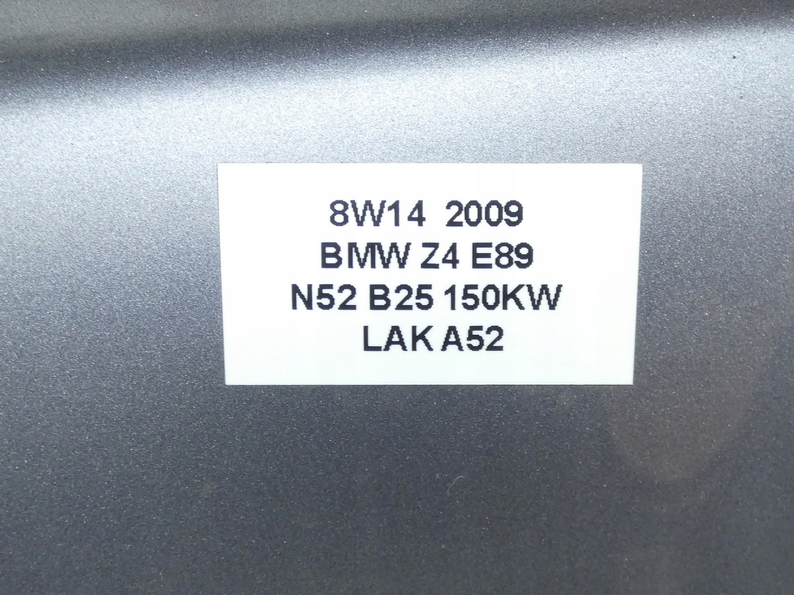 fender left front front BMW Z4 E89 08R- SPACEGRAU METALLIC LAKIER A52