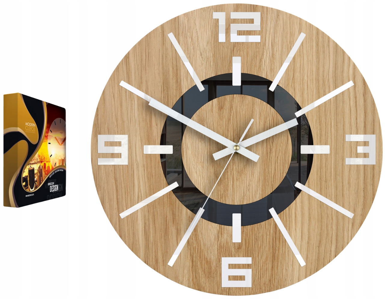 Nástěnné hodiny Dubový akrylový Aladin Wood White Mirror Kulatý